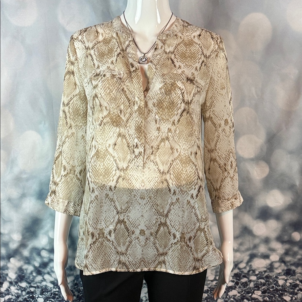 Apt. 9 Beige Snake Print Blouse